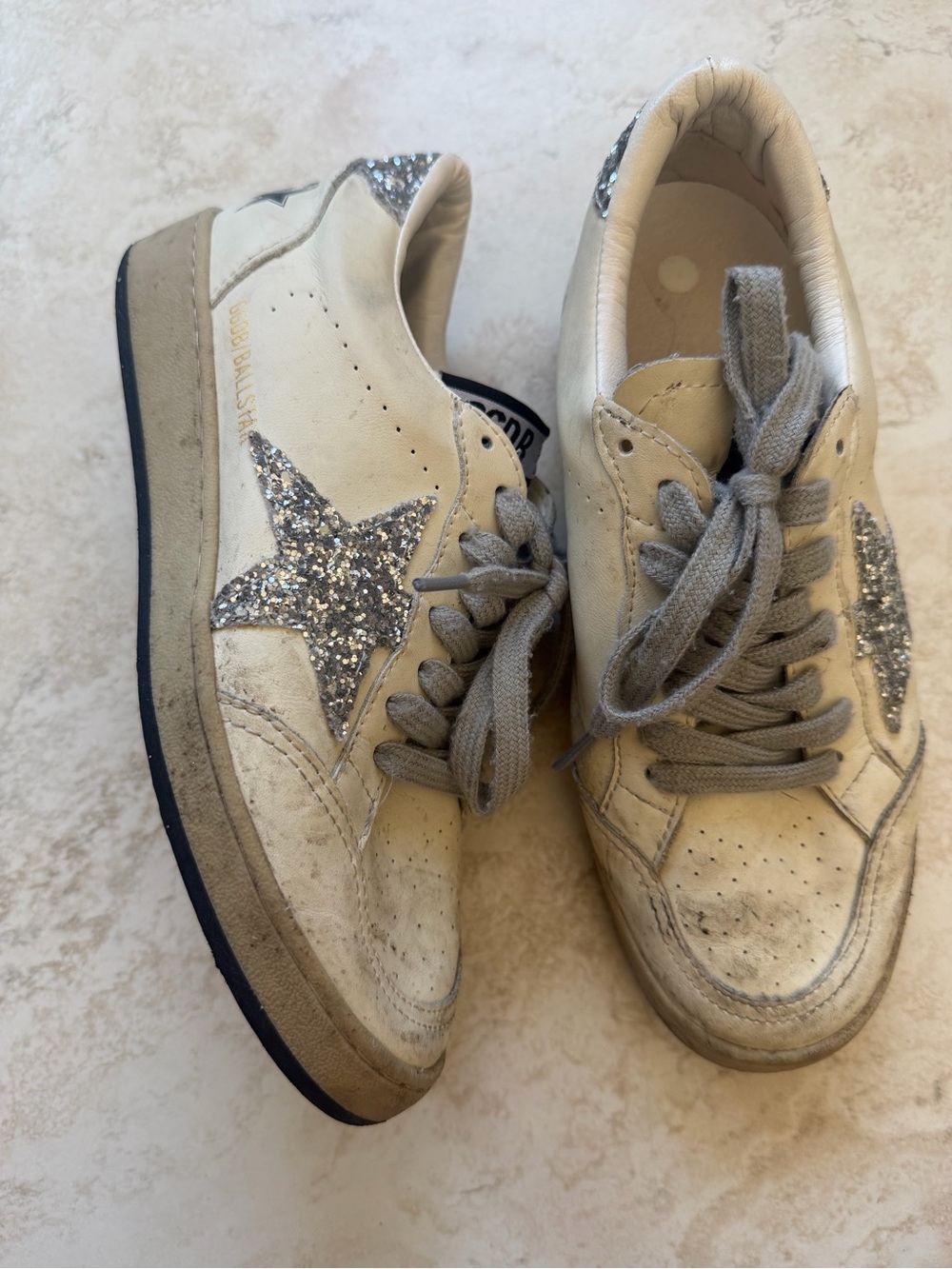 GOLDEN GOOSE Women's Ball Star in nappa with silver glitter star and heel tab